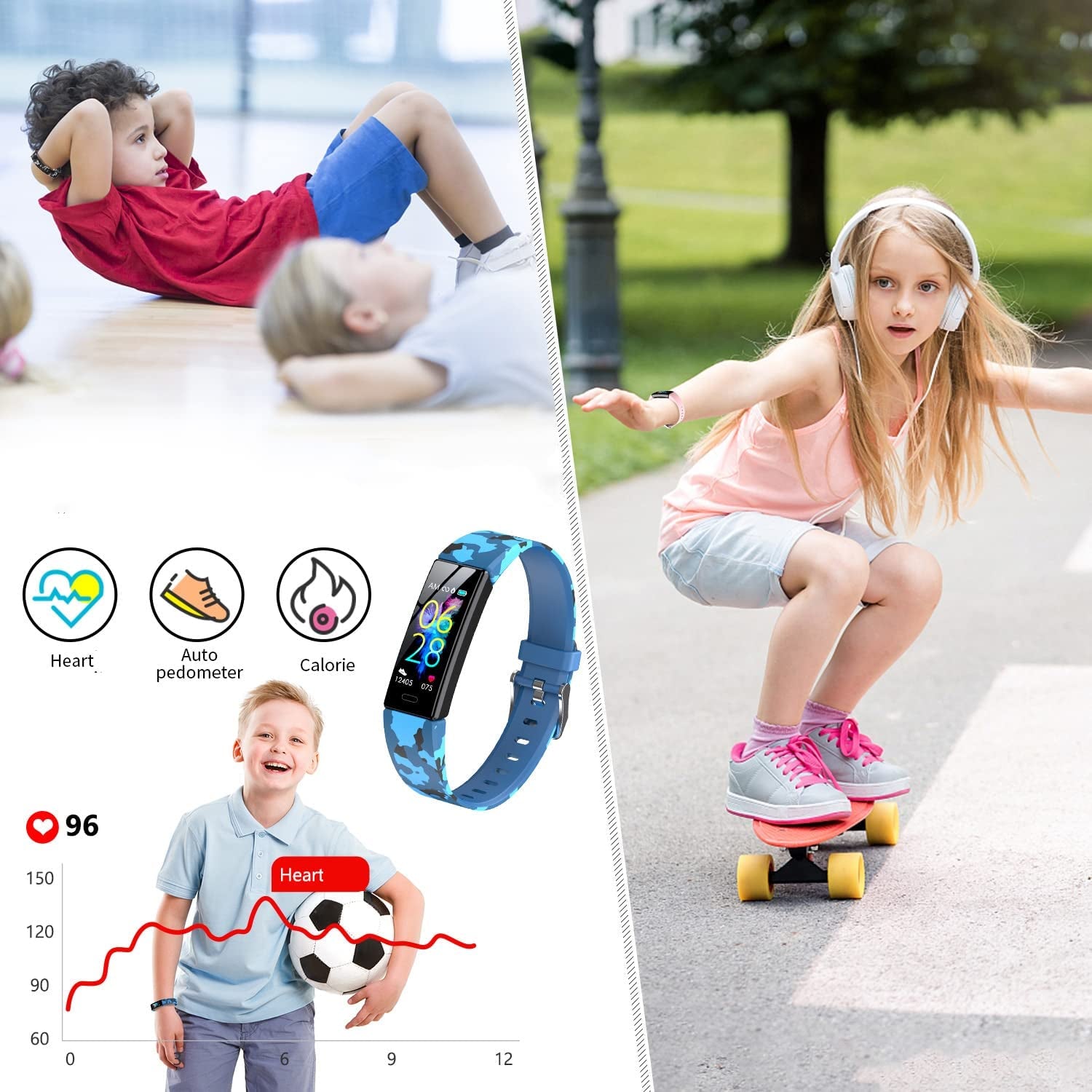 Kids Fitness Tracker Watch - Waterproof Smartwatch with Pedometer, Stopwatch & 11 Sport Modes for Ages 6-16