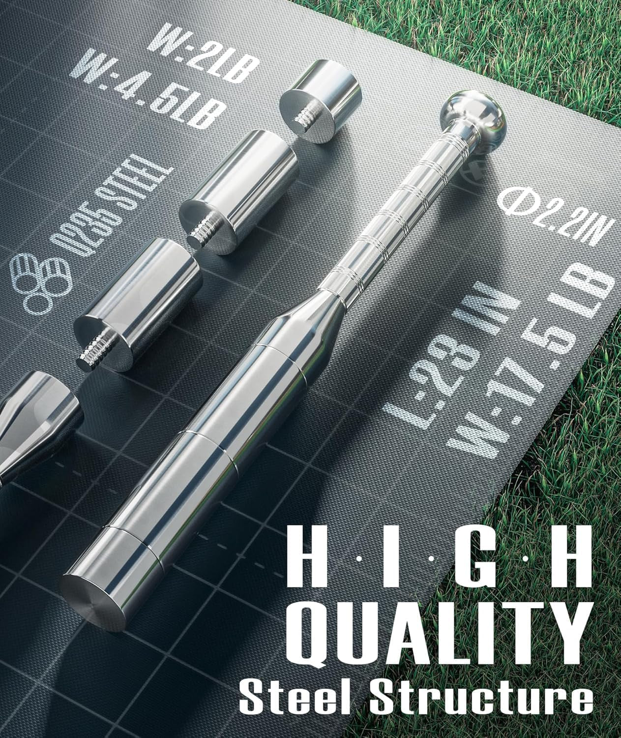 Adjustable Macebell Clubbell for Strength Training, 6/8-In-1 Premium Steel Indian Club for Full Body, Muscles, Shoulder, Grips & Forearms Workouts to Stretching