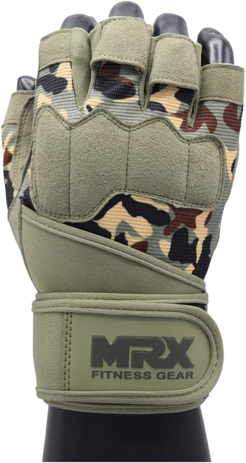 MRX Weightlifting Gloves for Men Workout Gloves Mens Wrist Support Lifting Gloves Male Gym Gloves | Workout Gym Accessories for Men Weight Lifting Fingerless Gym Exercise for Powerlifting