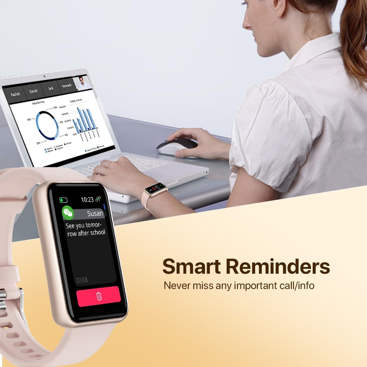 Smart Watches for Women with Period Tracker, Waterproof Fitness Watch with Heart Rate/Sleep Monitor, Ladies Smartwatch Compatible with Iphone/Android, Pink – Slim Design & Multi-Sport Modes