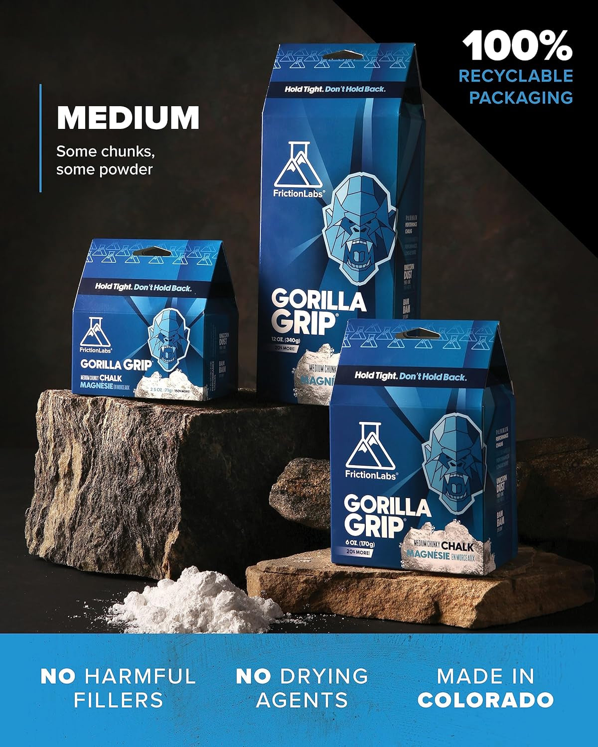 Premium Loose Climbing Chalk - High-Performance Hand Chalk with Superior Grip for Bouldering, Climbing, Weightlifting & More - Long Lasting & Skin Friendly Powdered Chalk