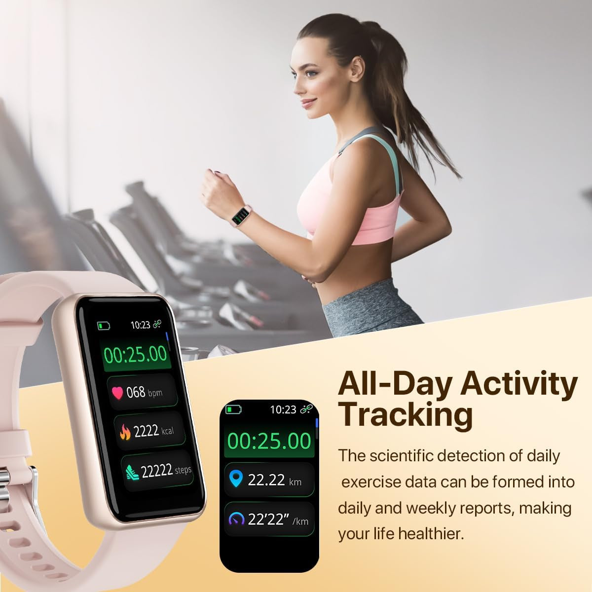 Smart Watches for Women with Period Tracker, Waterproof Fitness Watch with Heart Rate/Sleep Monitor, Ladies Smartwatch Compatible with Iphone/Android, Pink – Slim Design & Multi-Sport Modes