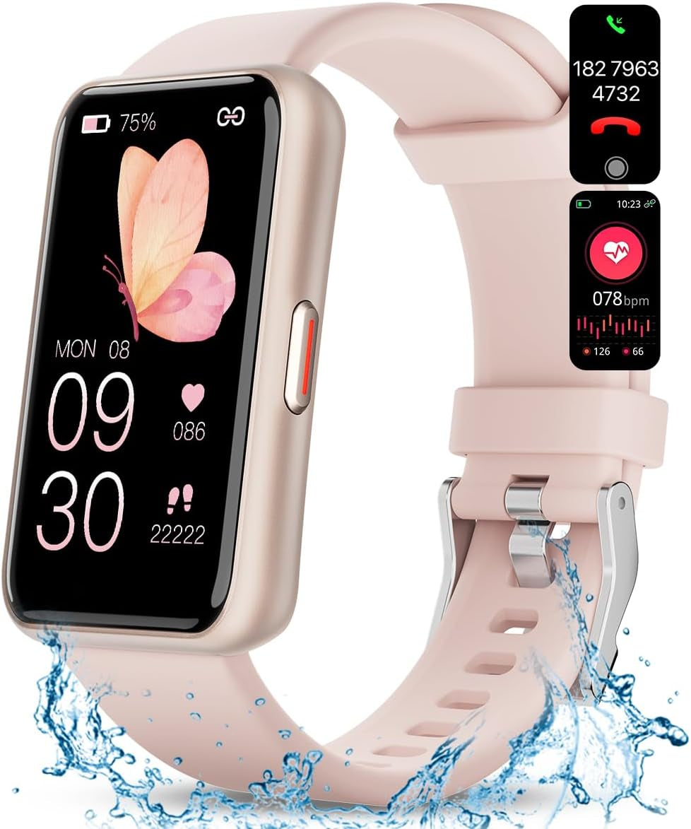 Smart Watches for Women with Period Tracker, Waterproof Fitness Watch with Heart Rate/Sleep Monitor, Ladies Smartwatch Compatible with Iphone/Android, Pink – Slim Design & Multi-Sport Modes