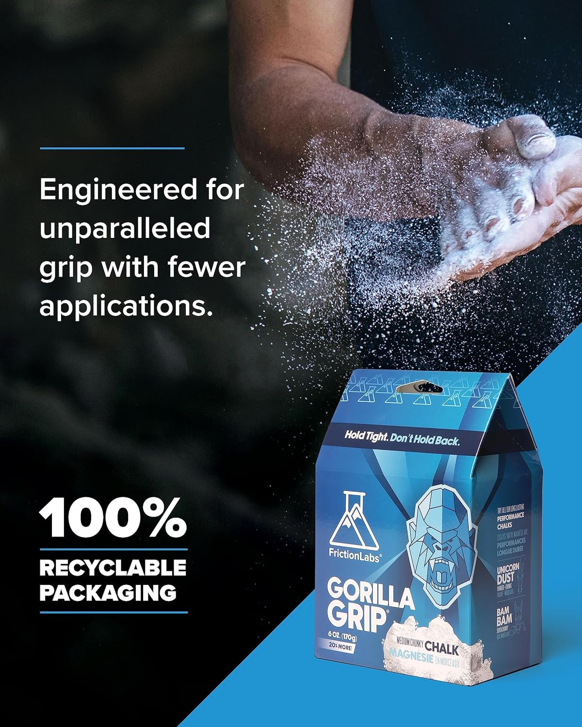 Premium Loose Climbing Chalk - High-Performance Hand Chalk with Superior Grip for Bouldering, Climbing, Weightlifting & More - Long Lasting & Skin Friendly Powdered Chalk