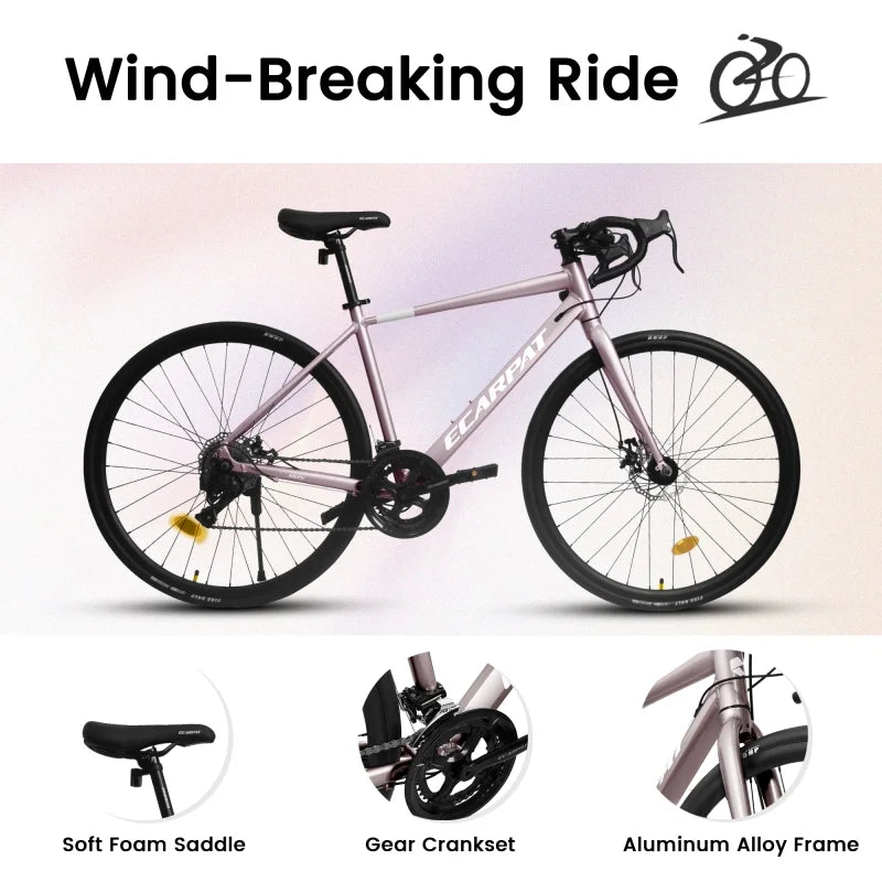 A28320RS 700Cx28 Road Bike for Women and Man, Lightweight Aluminum Frame, 16-Speed with Trigger Shifters, Fast Acceleration, Disc Brakes, Anti-Slip Handlebars, Ideal for City Commuting