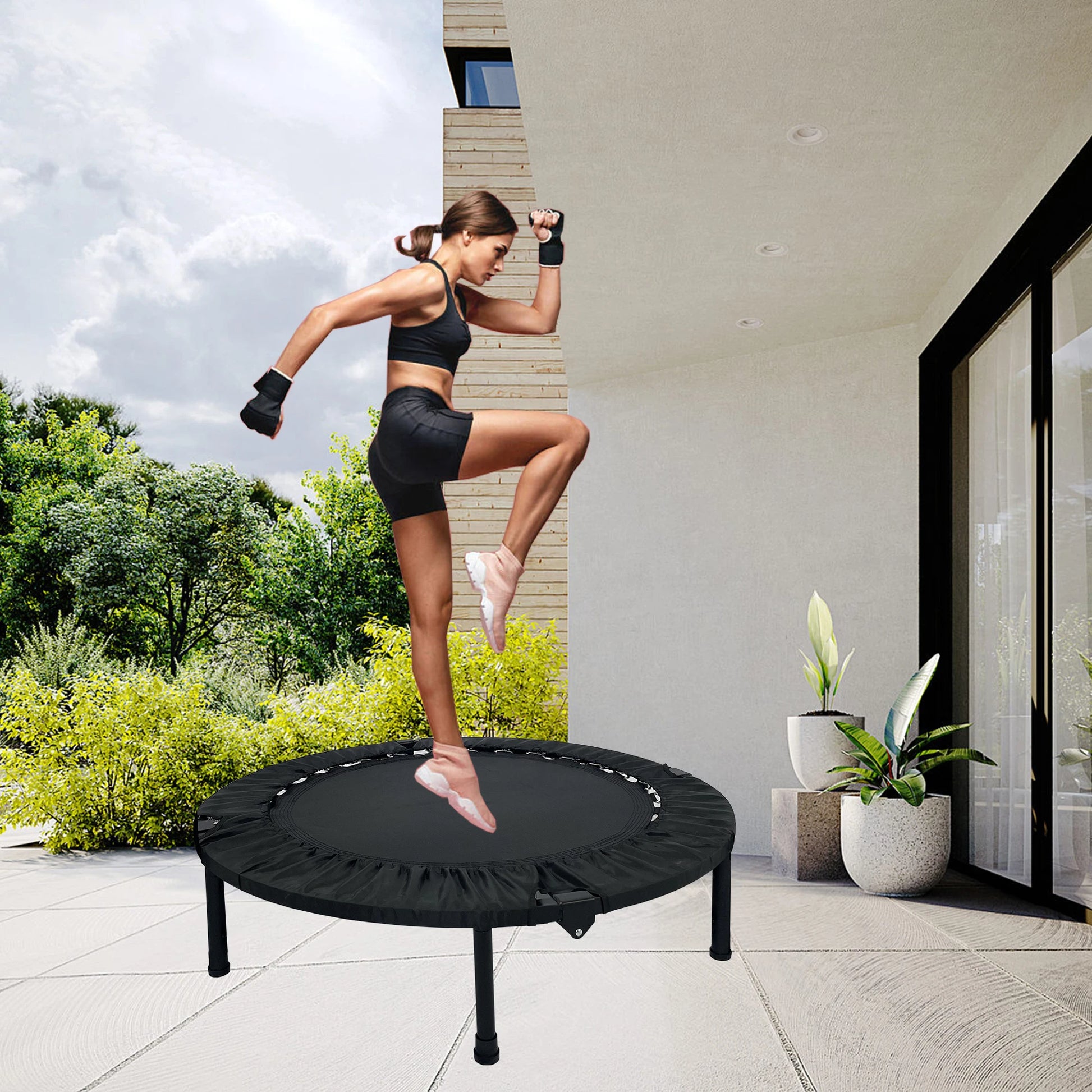 Foldable Mini Exercise Trampoline for Adults Jumping Training Indoor/Outdoor for Home Workout Portable Fitness Rebounder Sport
