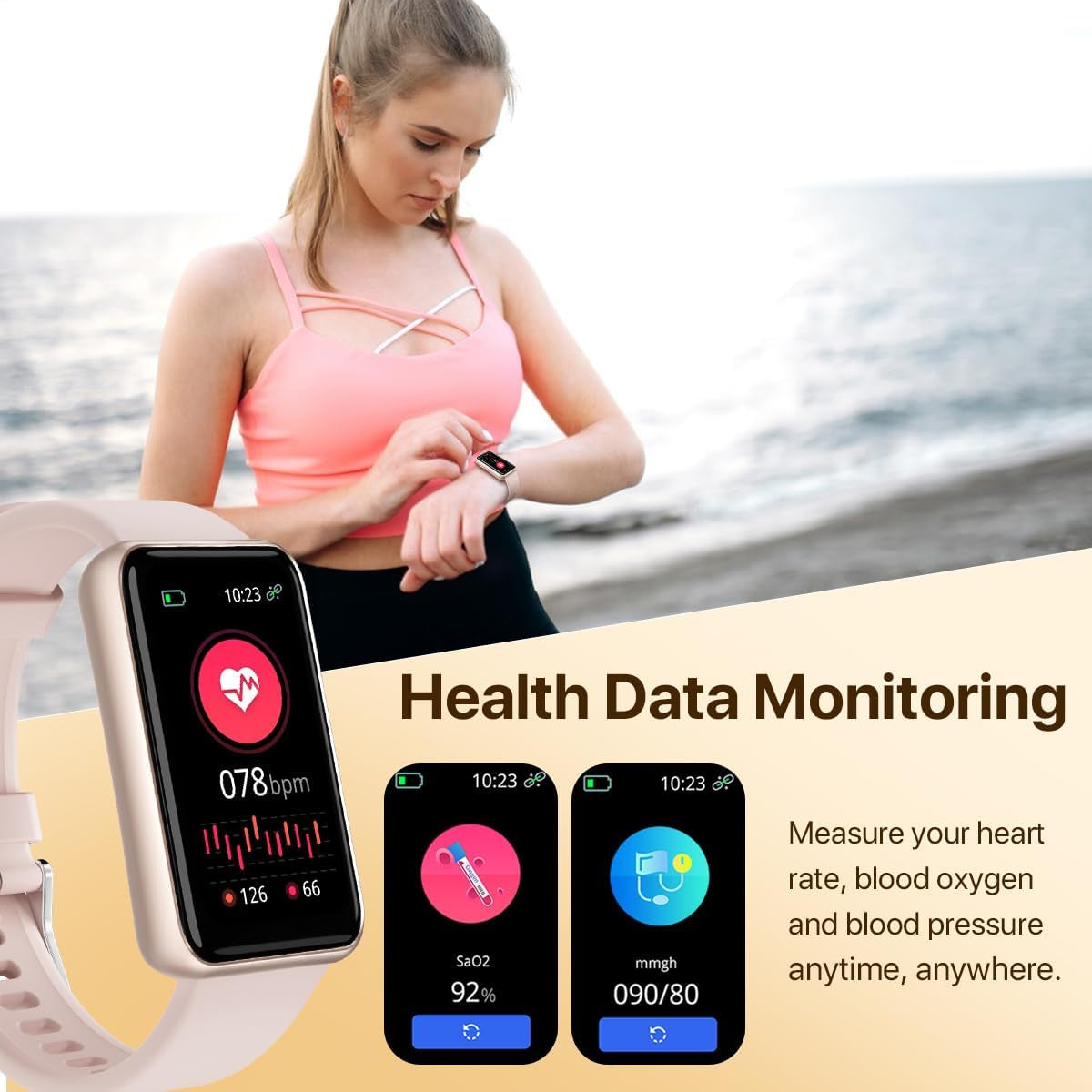 Smart Watches for Women with Period Tracker, Waterproof Fitness Watch with Heart Rate/Sleep Monitor, Ladies Smartwatch Compatible with Iphone/Android, Pink – Slim Design & Multi-Sport Modes