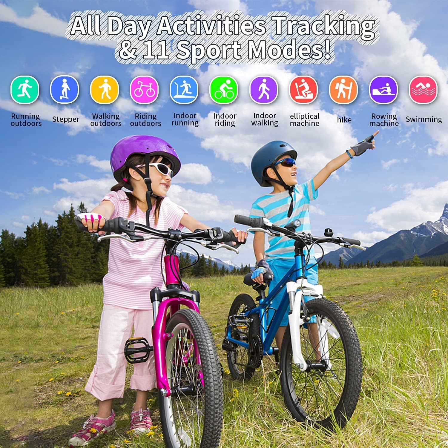 Kids Fitness Tracker Watch - Waterproof Smartwatch with Pedometer, Stopwatch & 11 Sport Modes for Ages 6-16