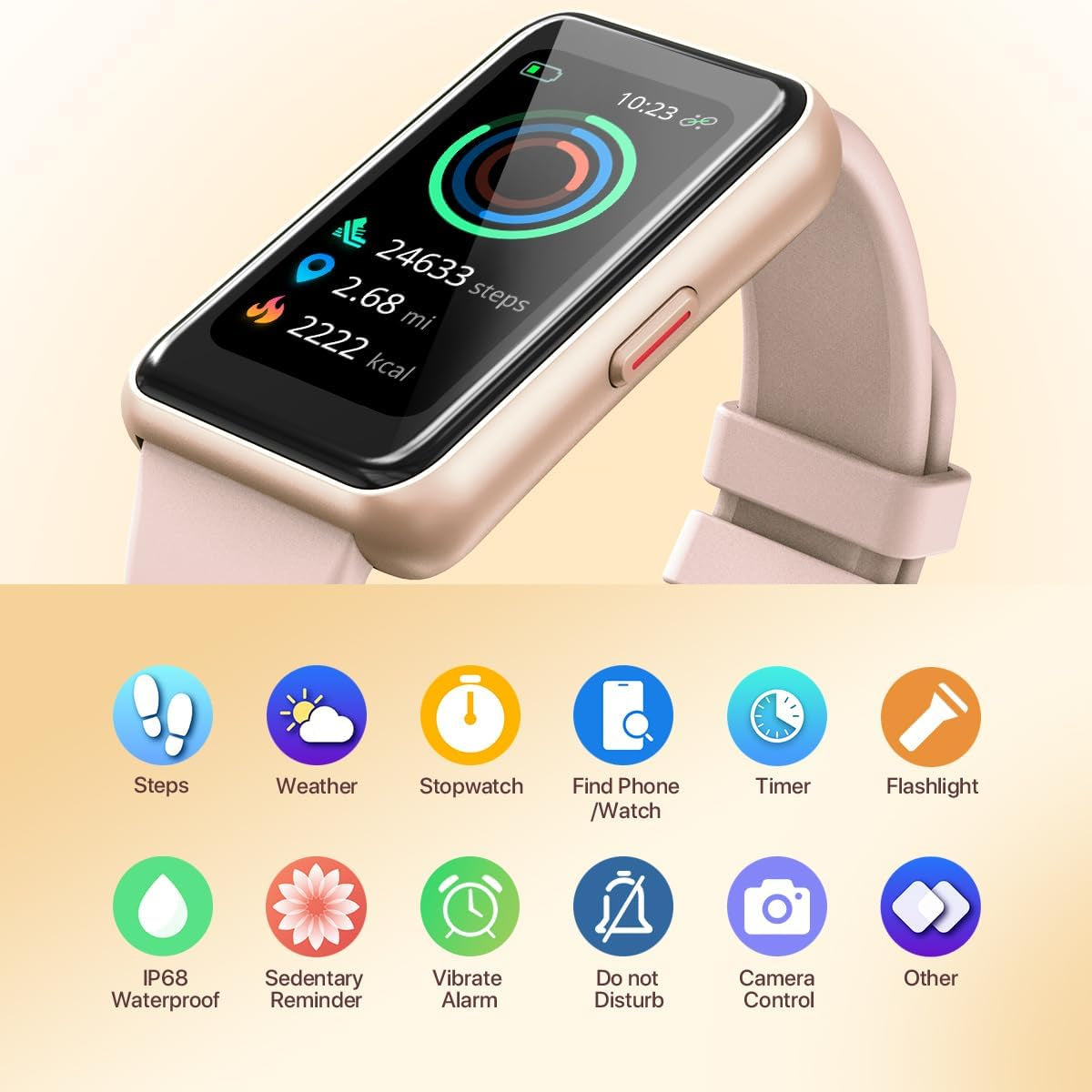 Smart Watches for Women with Period Tracker, Waterproof Fitness Watch with Heart Rate/Sleep Monitor, Ladies Smartwatch Compatible with Iphone/Android, Pink – Slim Design & Multi-Sport Modes